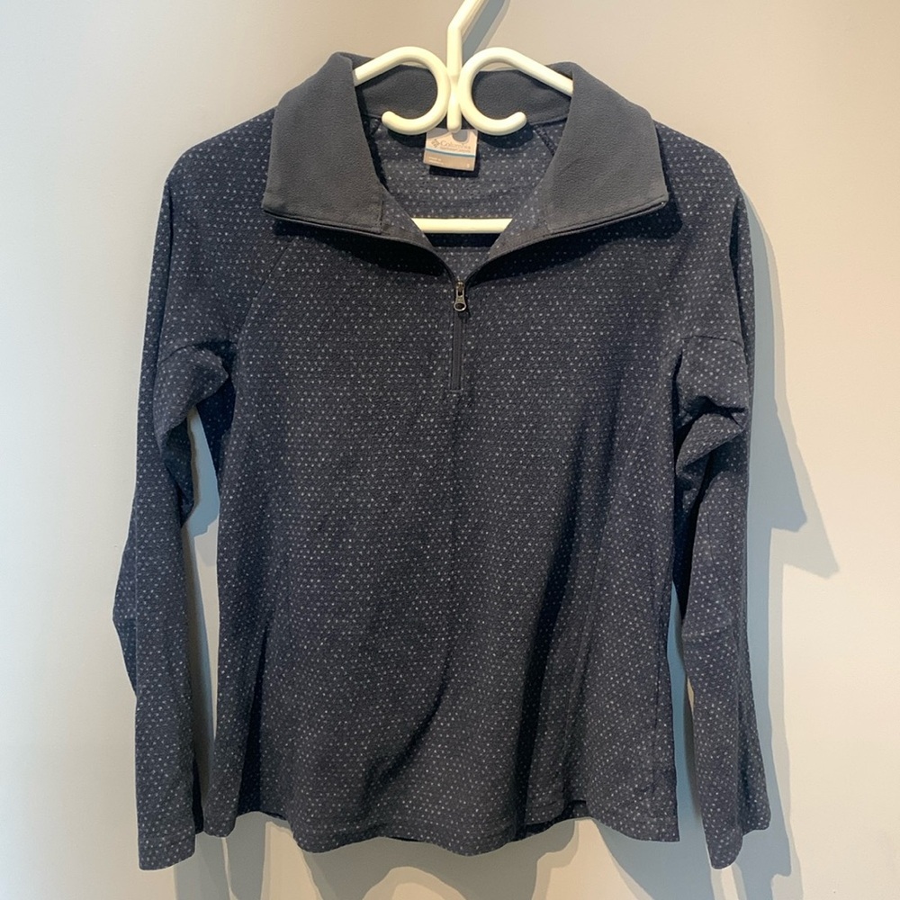 Columbia Quarter Zip Blue Fleece with Polka Dot - Picture 2 of 4